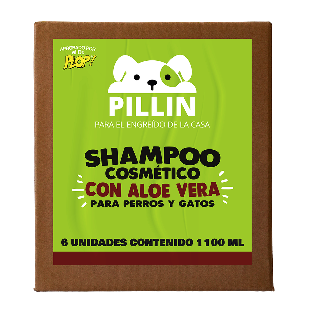 Caja PILLIN Shampoo Para Perros y Gatos Con Aloe Vera 1100 ml 6 uds