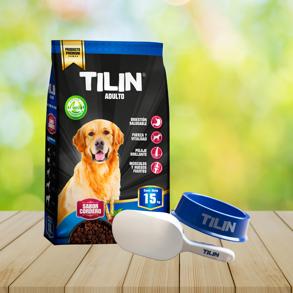 TILIN Alimento Adulto 15kg (Plato + Pala Croquetera)